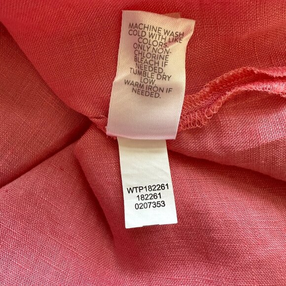 J. Jill Love Linen Long Sleeve Button Down Shirt Blouse Women's Medium Pink - Picture 12 of 12